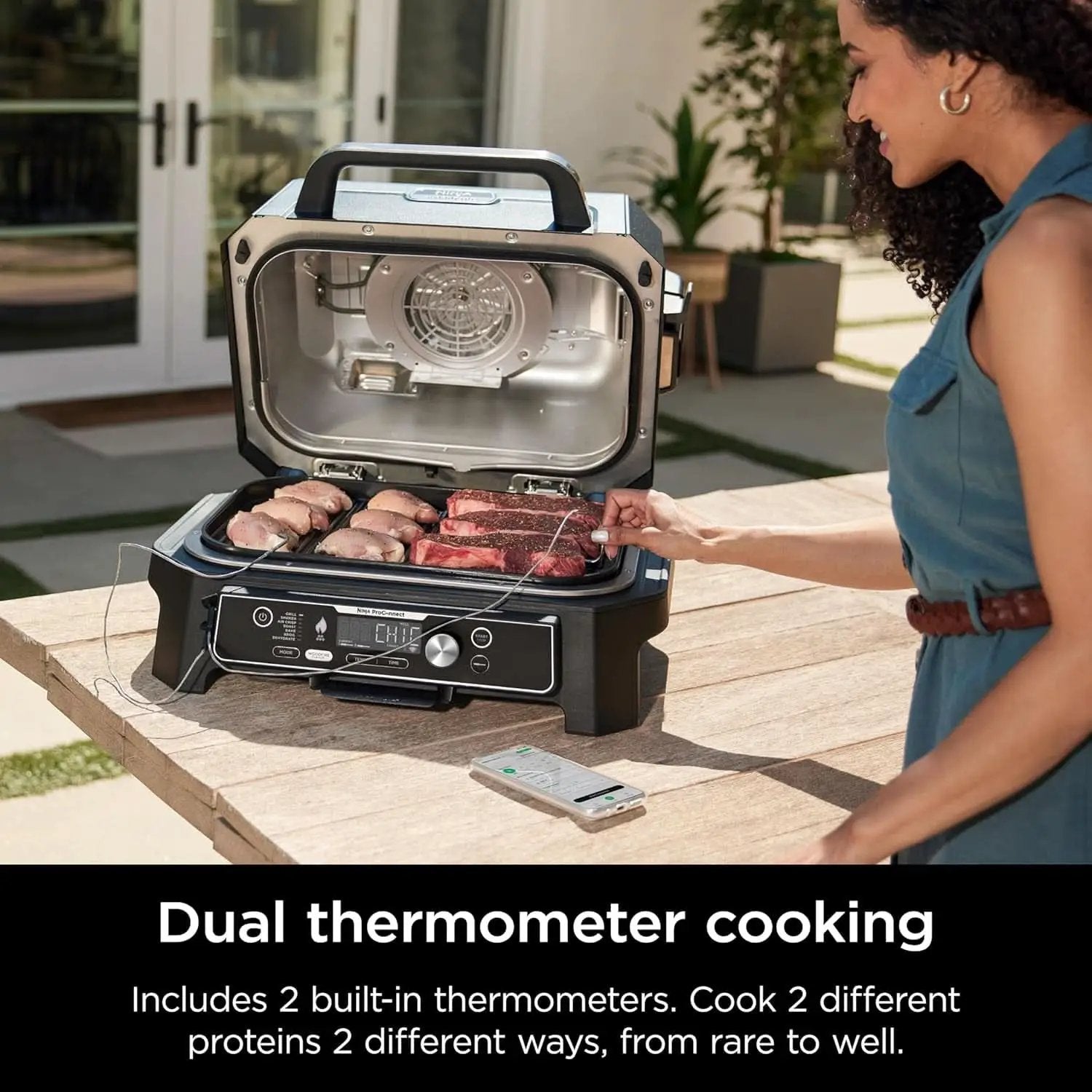 XL Smart Grill Smoker 7 In 1 With App Control Black from PriceLows™