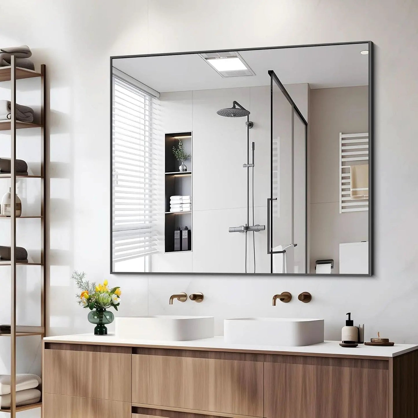 36x40 Black Wall Mirror With Horizontal Or Vertical Mount from PriceLows™