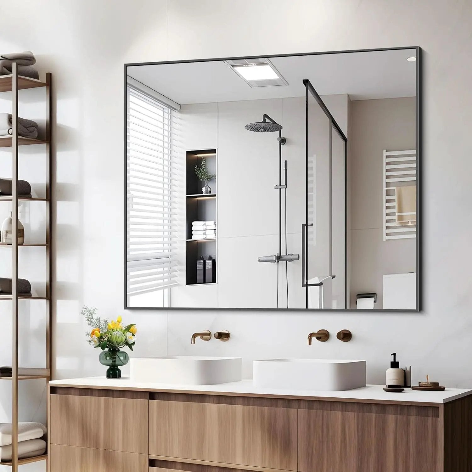 36x40 Black Wall Mirror With Horizontal Or Vertical Mount from PriceLows™