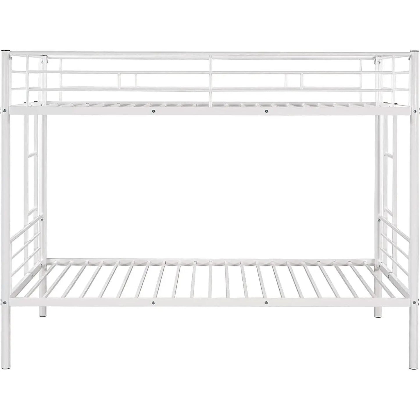 Twin Over Twin Metal Bunk Bed With 2 Ladders White from PriceLows™