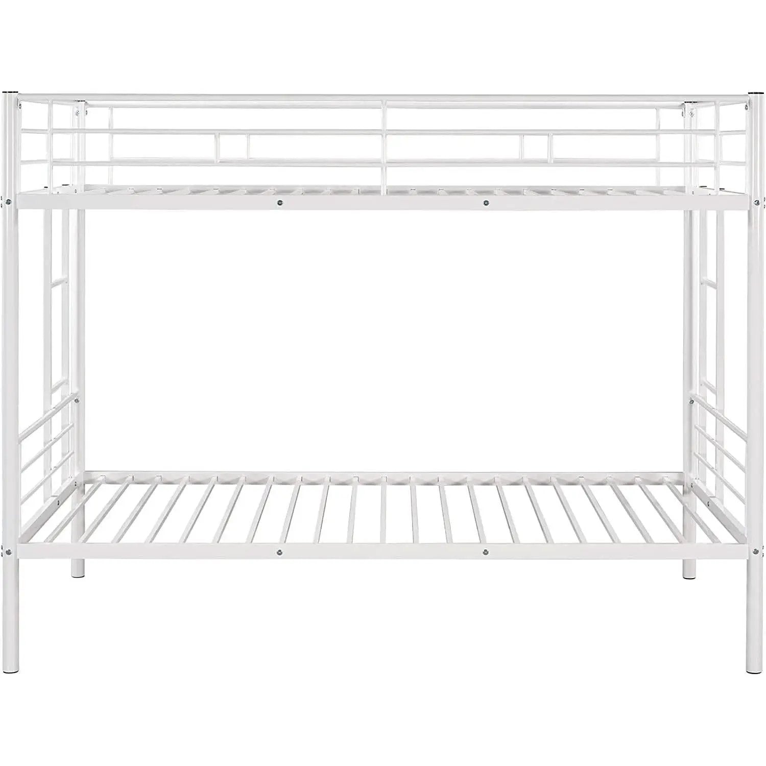 Twin Over Twin Metal Bunk Bed With 2 Ladders White from PriceLows™