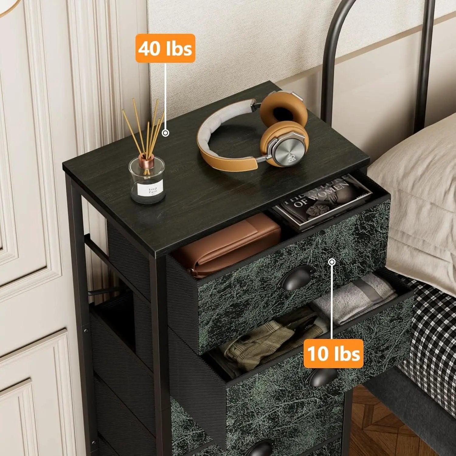 Vertical Dresser With 6 Drawers For Bedroom Vintage Green from PriceLows™