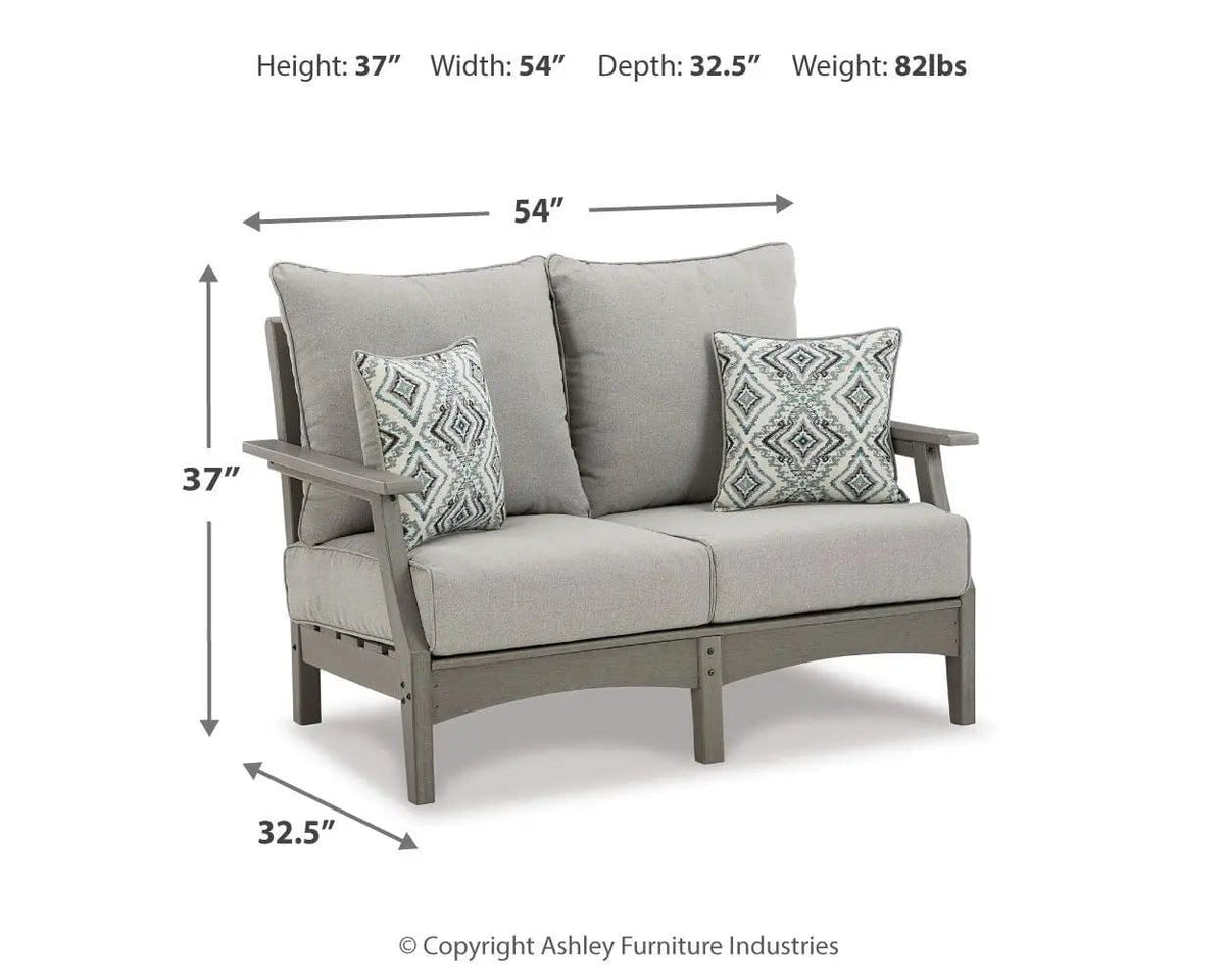 Visola Loveseat With Cushion | 54 x 32.5 x 37 in | Polyester & Fabric | Gray