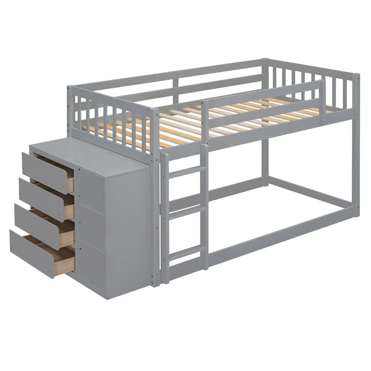 Bunk Bed | Solid Pine Frame | Four Drawers And Three Shelves | Full Size