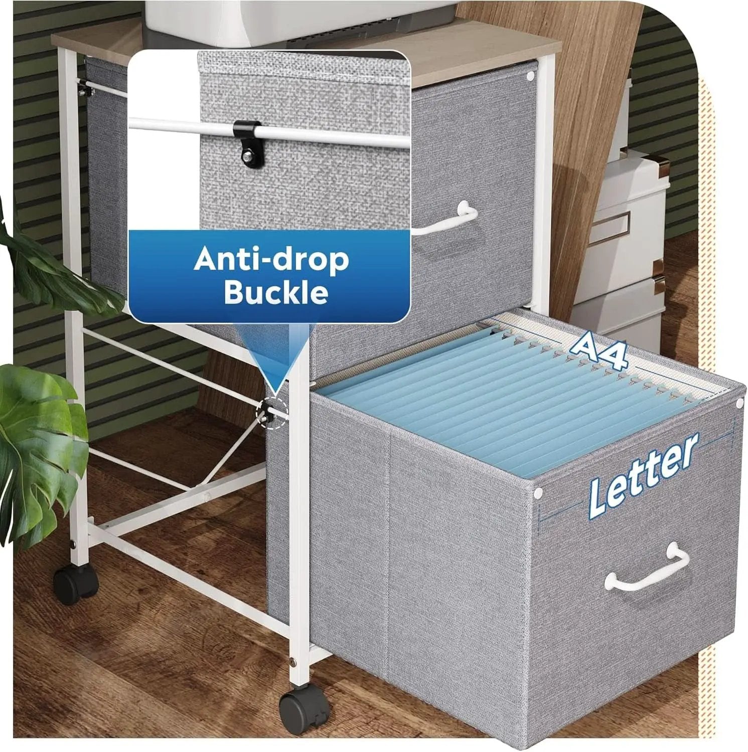 Light Grey 2 Drawer Mobile File Cabinet Rolling Printer Stand Fits A4 Or Letter Size from PriceLows™