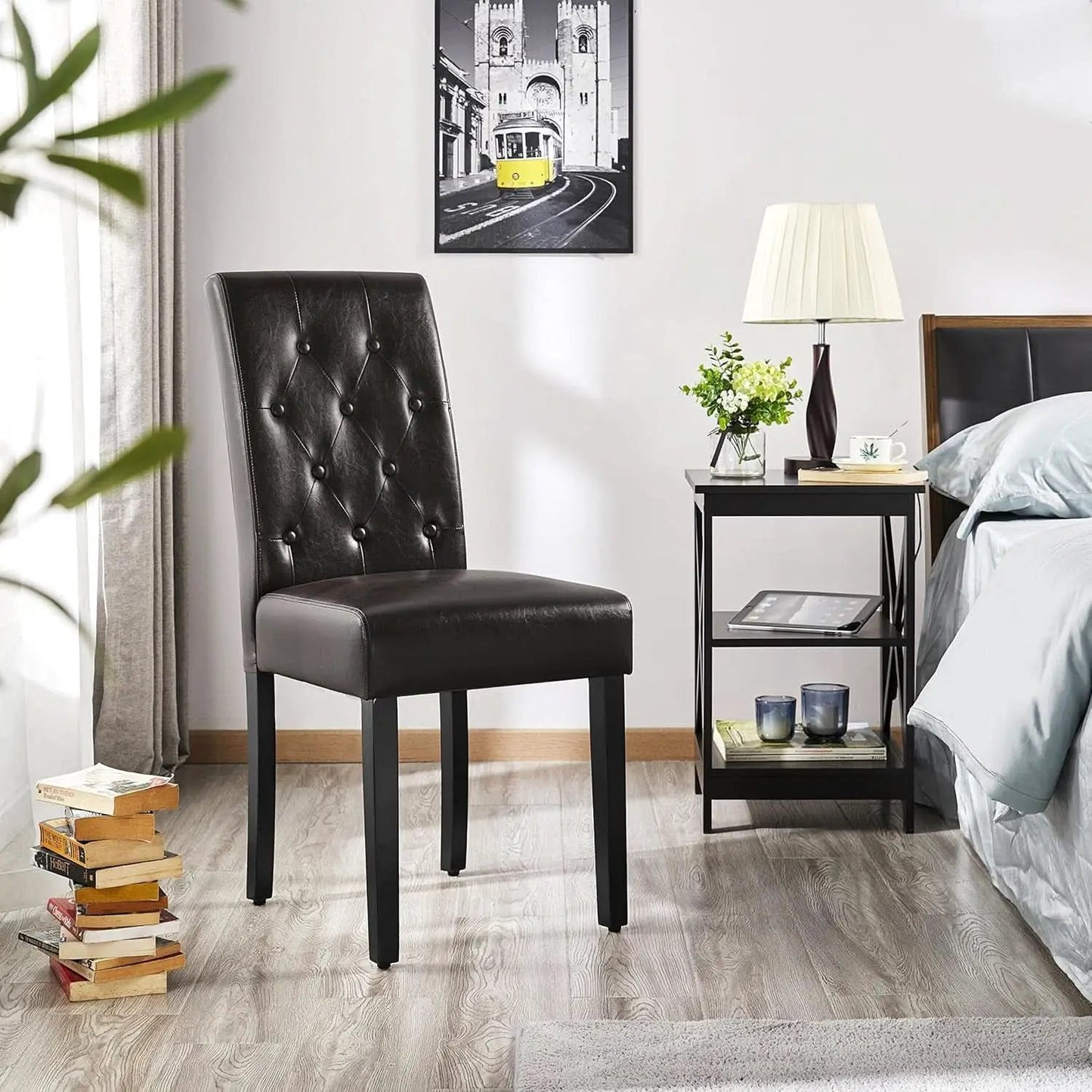 Faux Leather Dining Chairs Brown Set Of 2 For Dining Room from PriceLows™