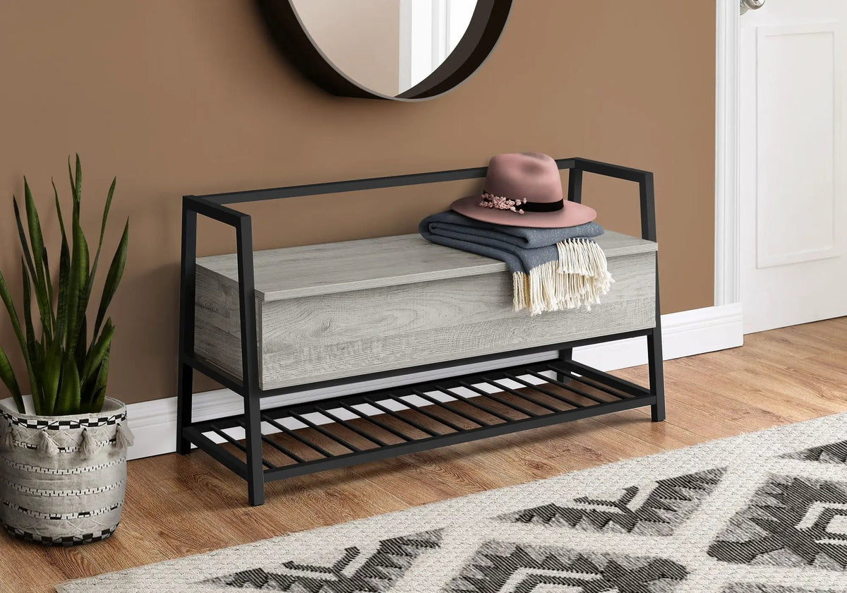 Flip-Top Storage Bench | Shoe Rack Combination | Contemporary Wood-Look Finish | 42 Inch Length