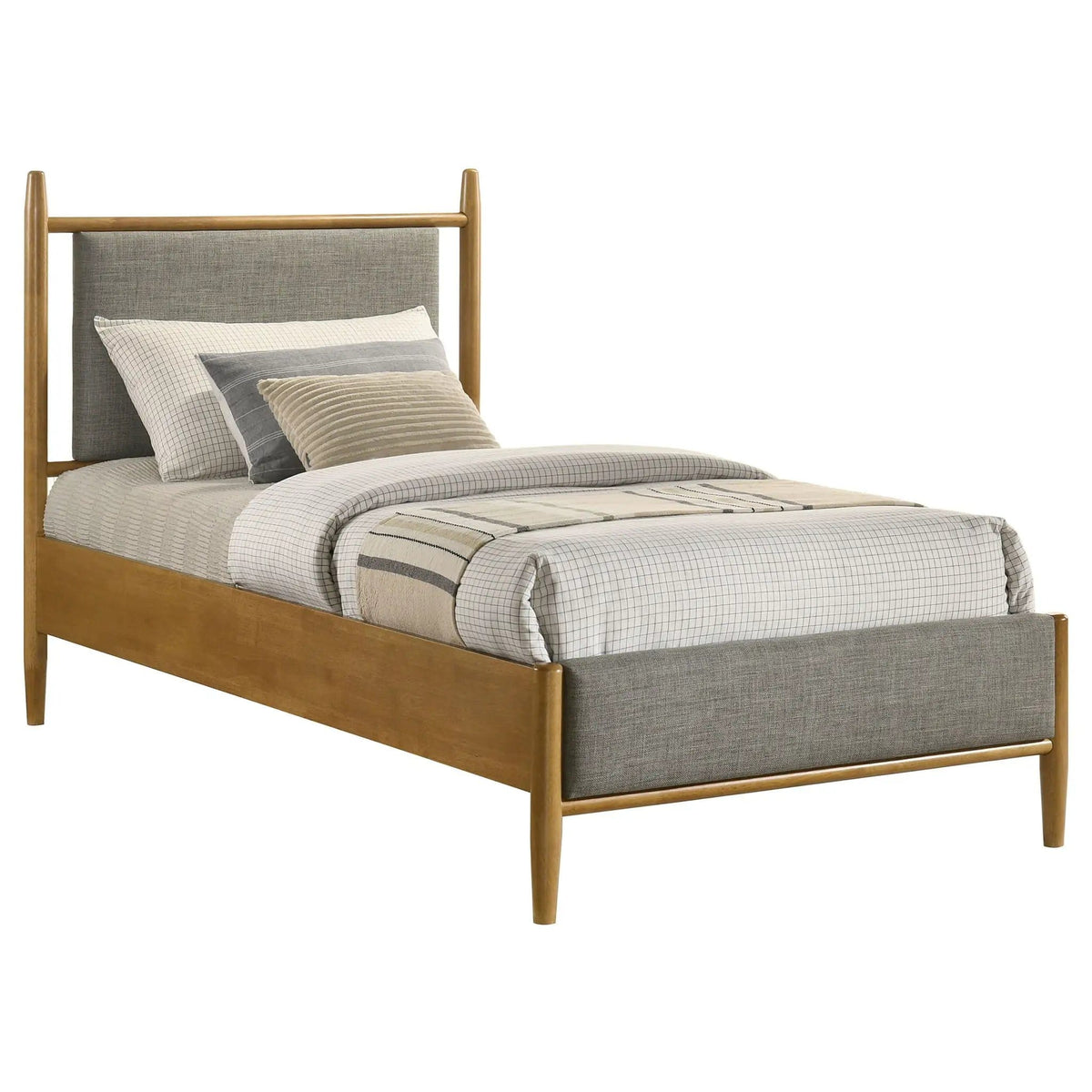 Mason 46-inch Twin Panel Platform Bed Grey and Light | 42.25 x 80 x 45.75 in | Rubberwood & Engineered Wood | Brown