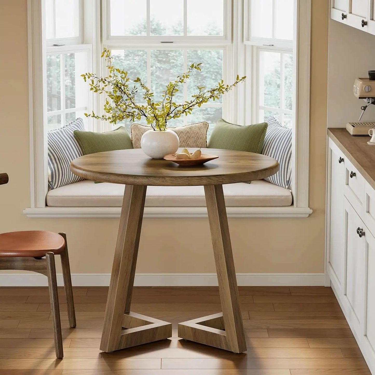 Brown Round Dining Table 31.5 Inch For 2 To 4 People from PriceLows™