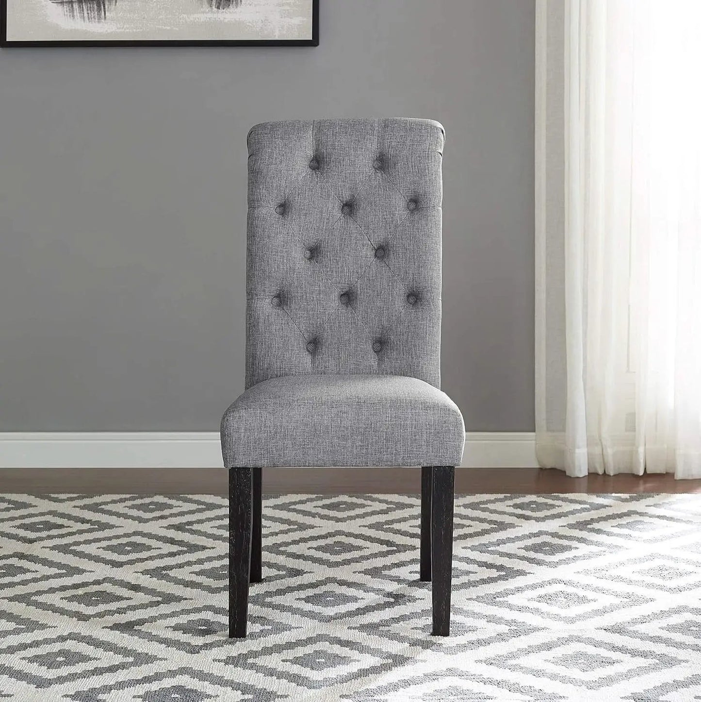 Leviton Gray Solid Wood Tufted Dining Chair Set Of 2 from PriceLows™