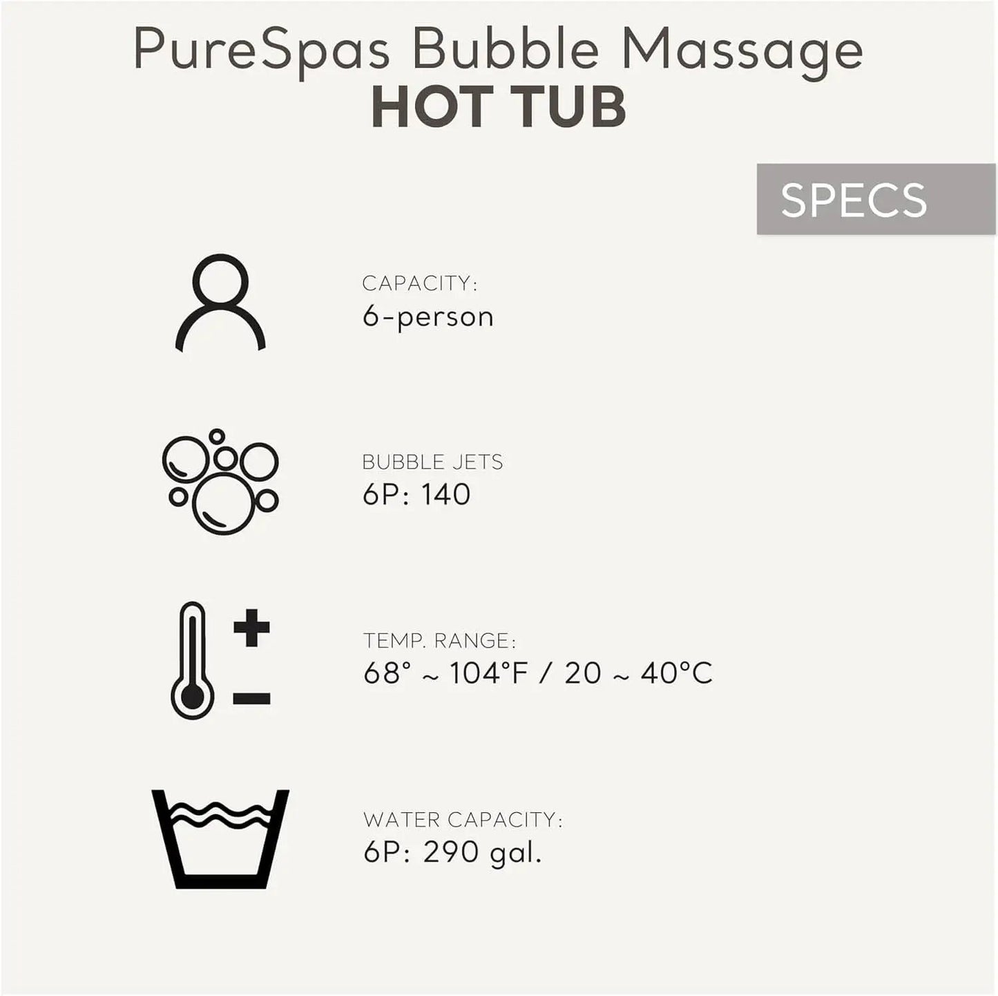6 Person Inflatable Hot Tub With 140 Bubble Jets Spa from PriceLows™