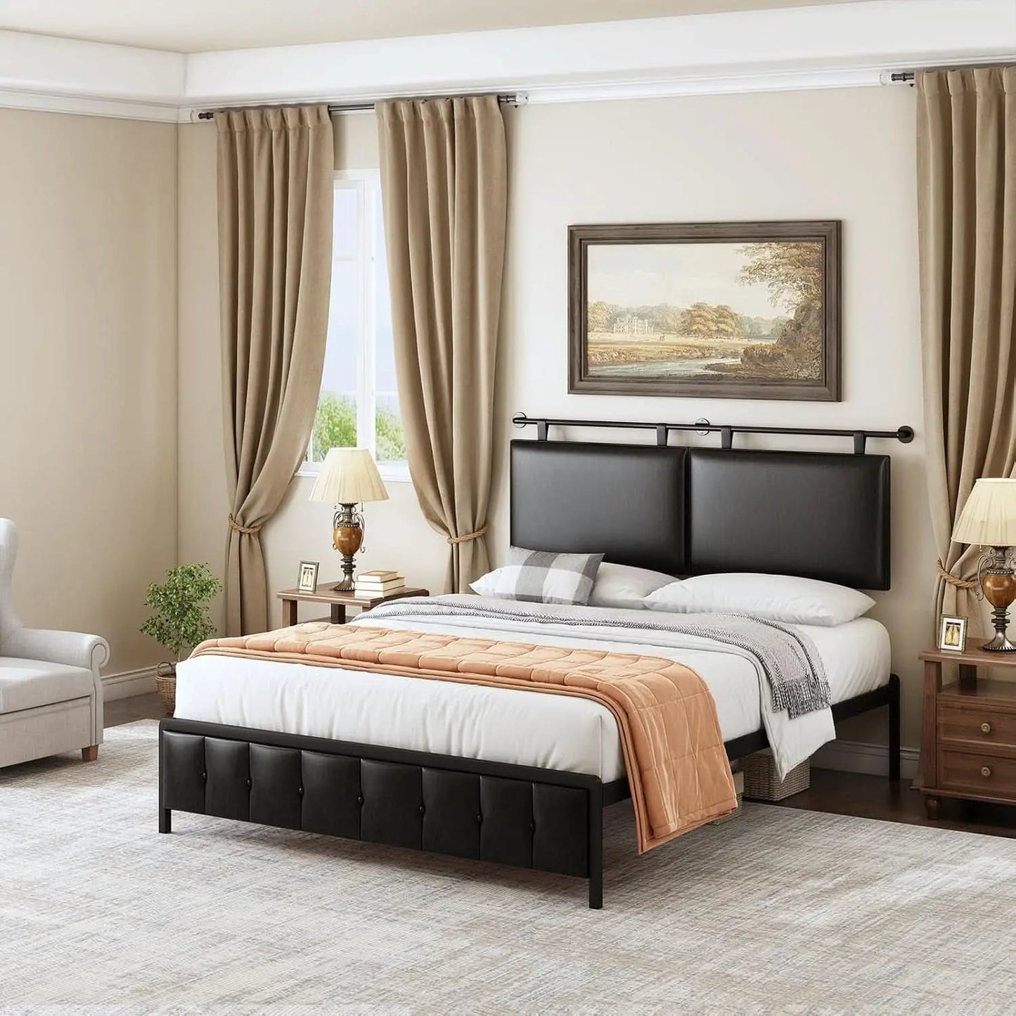 Modern King Size PU Leather Wall Mounted Headboard from PriceLows™