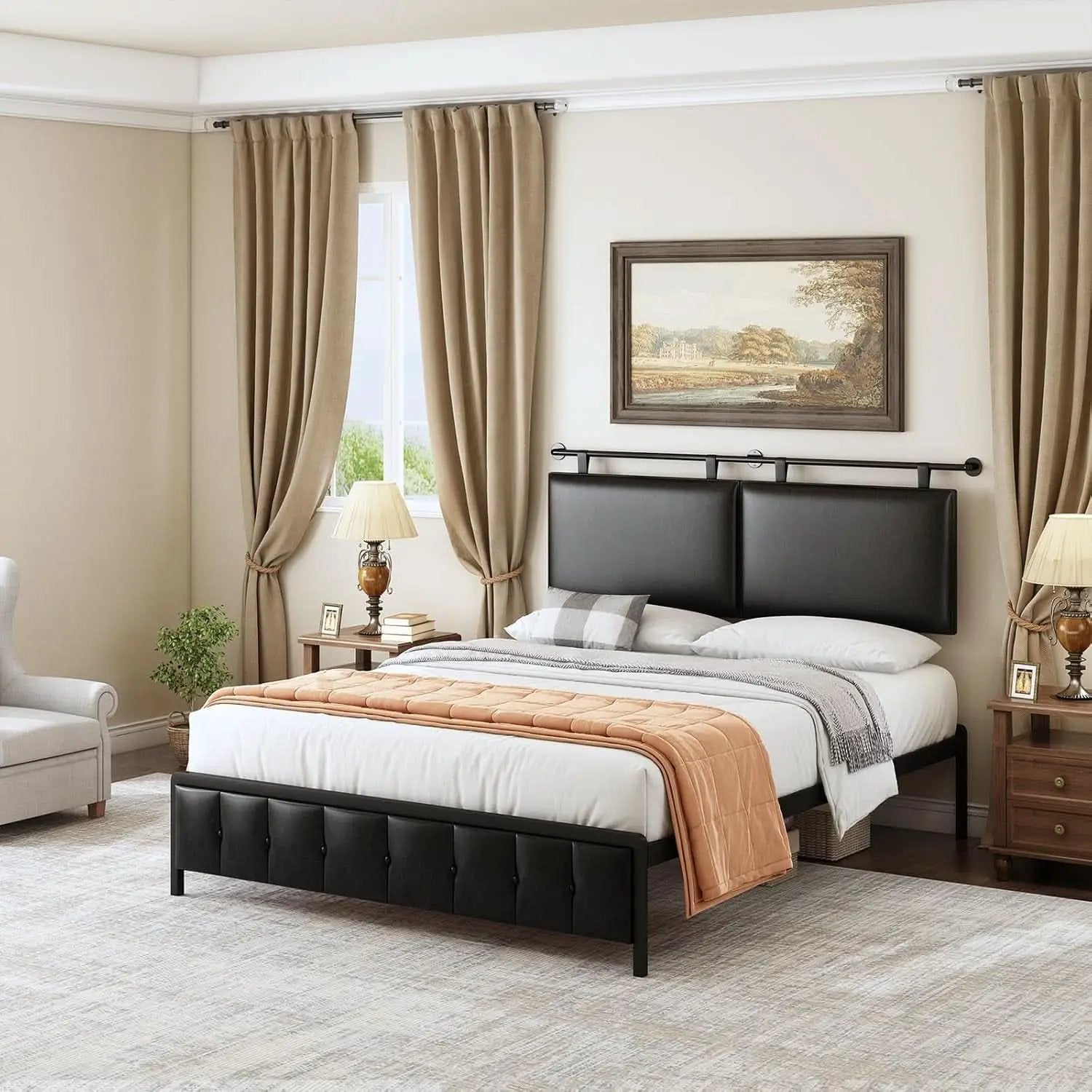 Queen Size Wall Mounted Headboard Industrial Pipe Design from PriceLows™