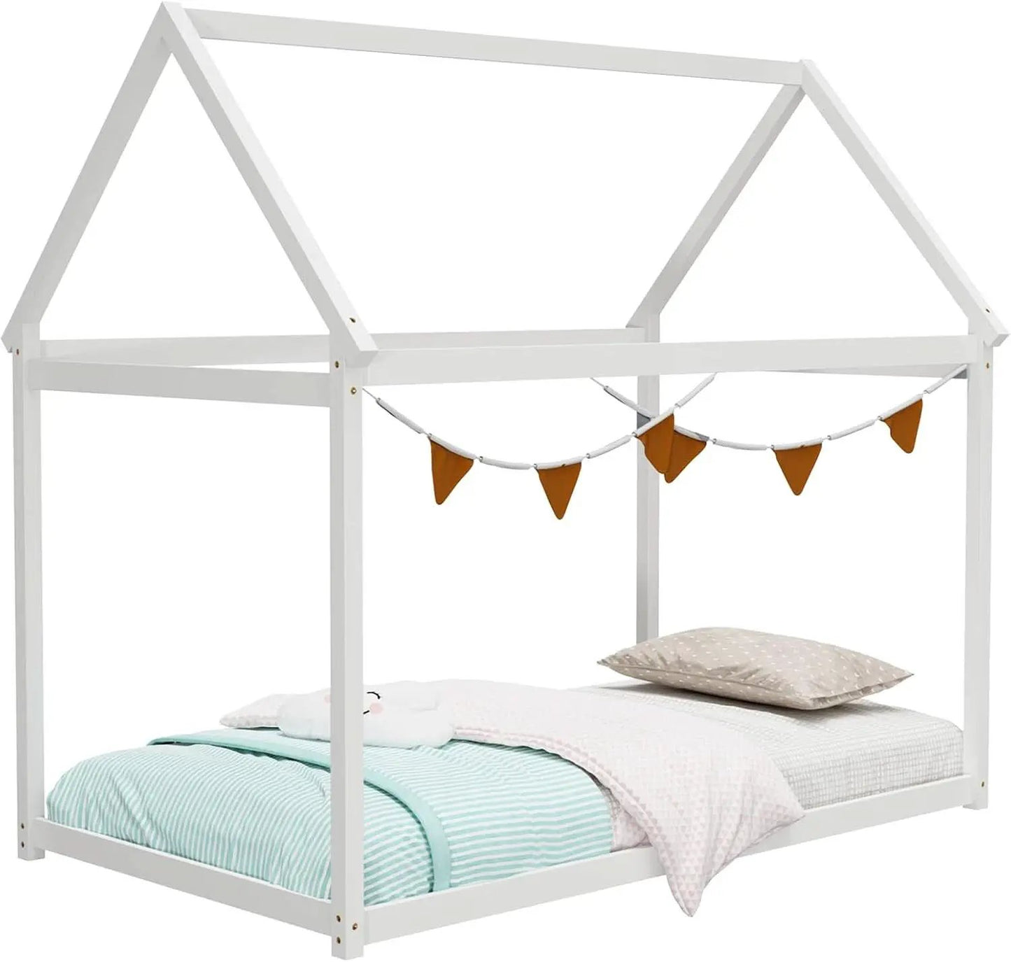 Twin House Bed Frame With Roof Canopy Montessori For Kids from PriceLows™