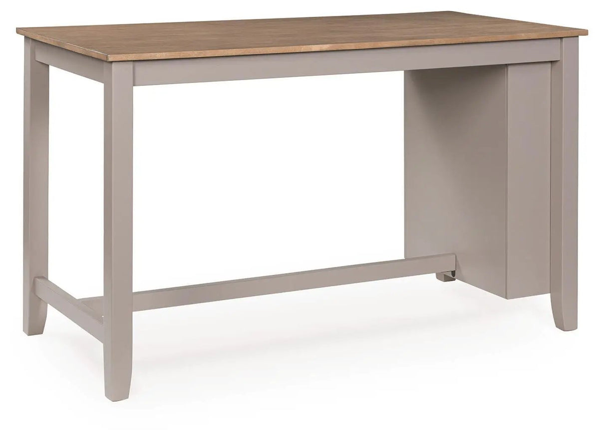 Counter Height Dining Table | Rectangular | Built In Shelves | Natural Gray