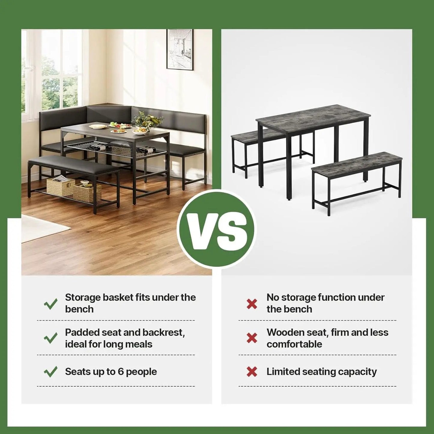 Corner Dining Table Set Space Saving Graphite Grey 4To6 from PriceLows™