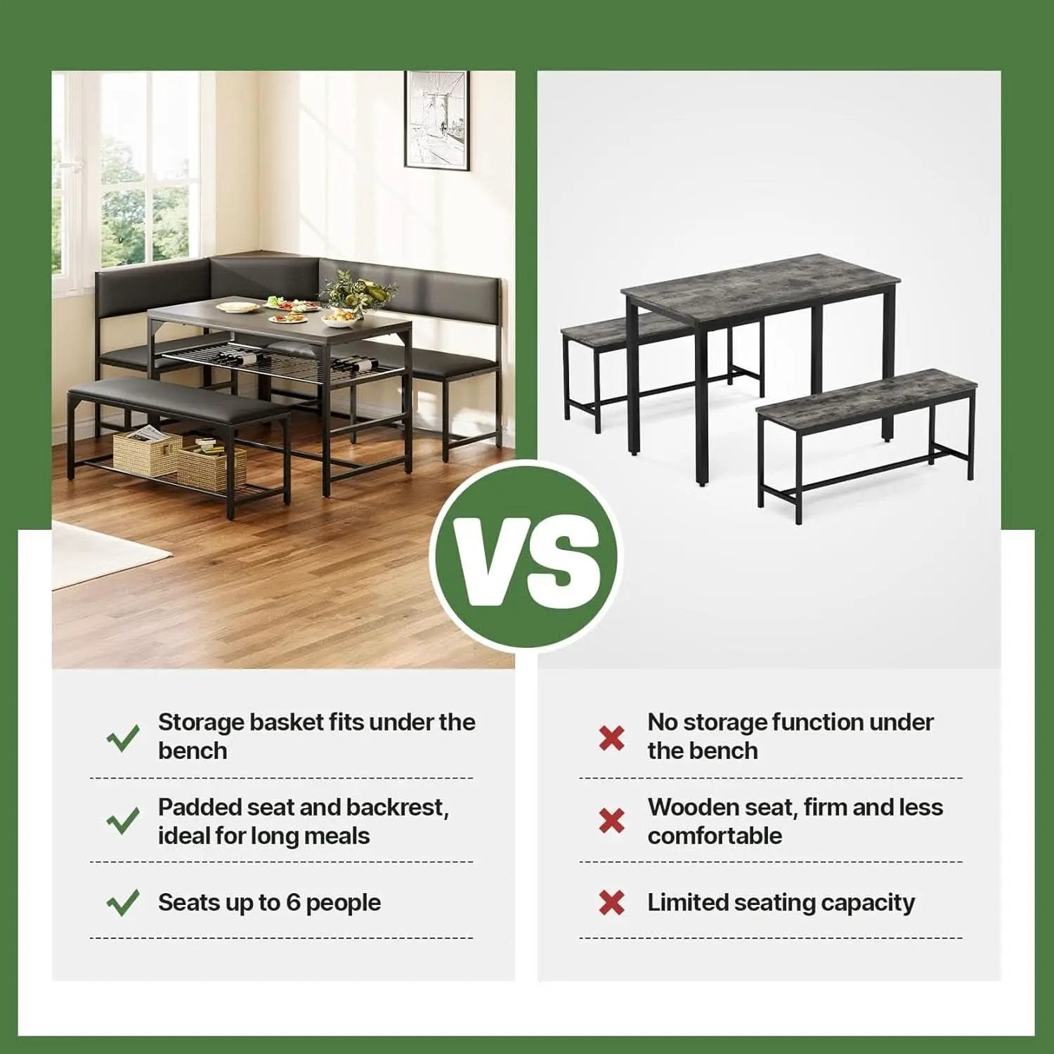 Corner Dining Table Set Space Saving Graphite Grey 4To6 from PriceLows™