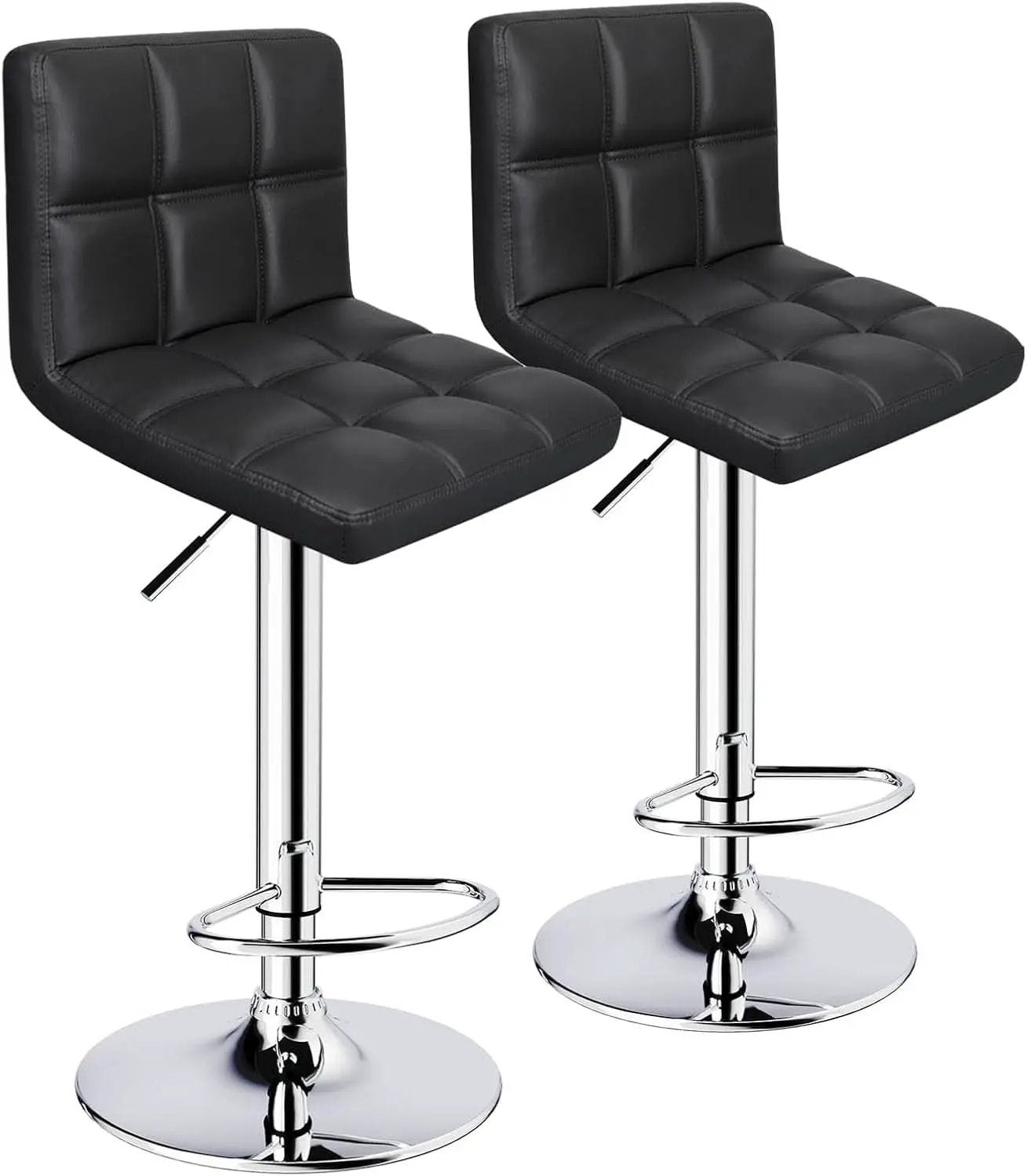 Black 6 Squares Back Adjustable Bar Stool Set Of 2 from PriceLows™