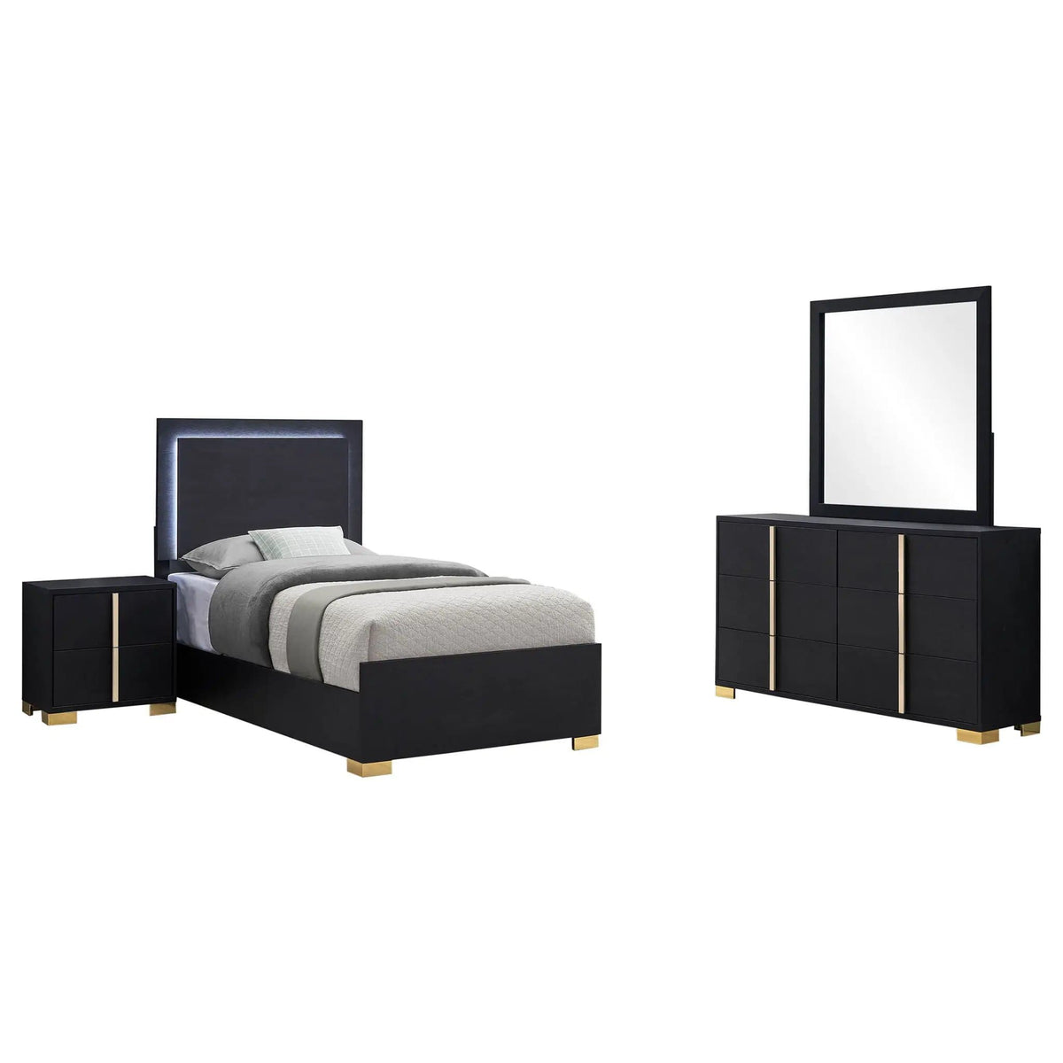 Marceline 4-piece Twin Bedroom Set | 4-Piece Set | Bedroom Furniture | Black