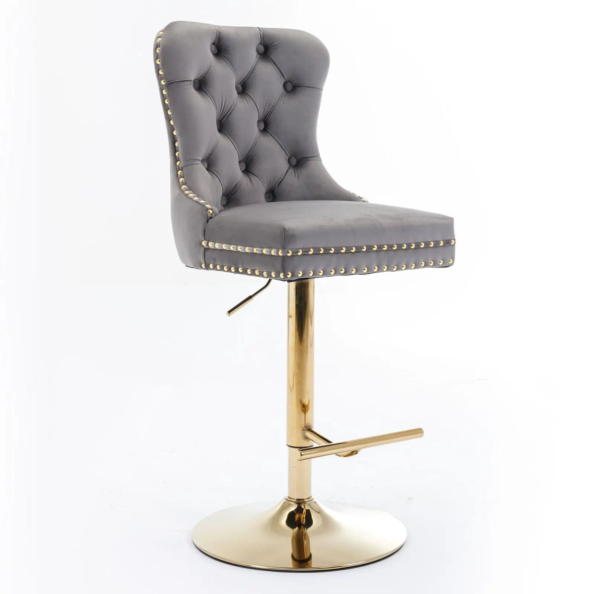 Swivel Barstools | Set Of 2 | Adjustable 25-33 Inch Seat Height | Tufted Back Upholstery