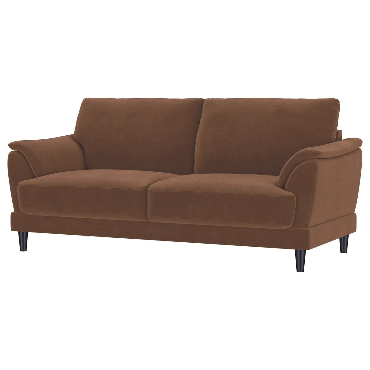 Selma Velvet Upholstered Crescent Arm Sofa Rust | 74.75 x 35.75 x 35 in | Solid Wood & Velvet | Living Room
