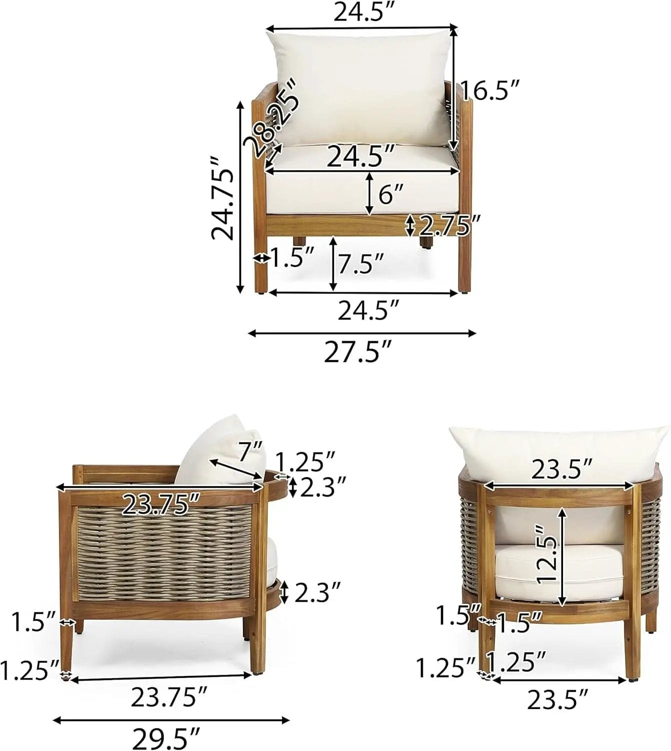 Burchett Outdoor 4 Piece Chat Set Acacia Wood And Wicker Teak Brown Beige from PriceLows™