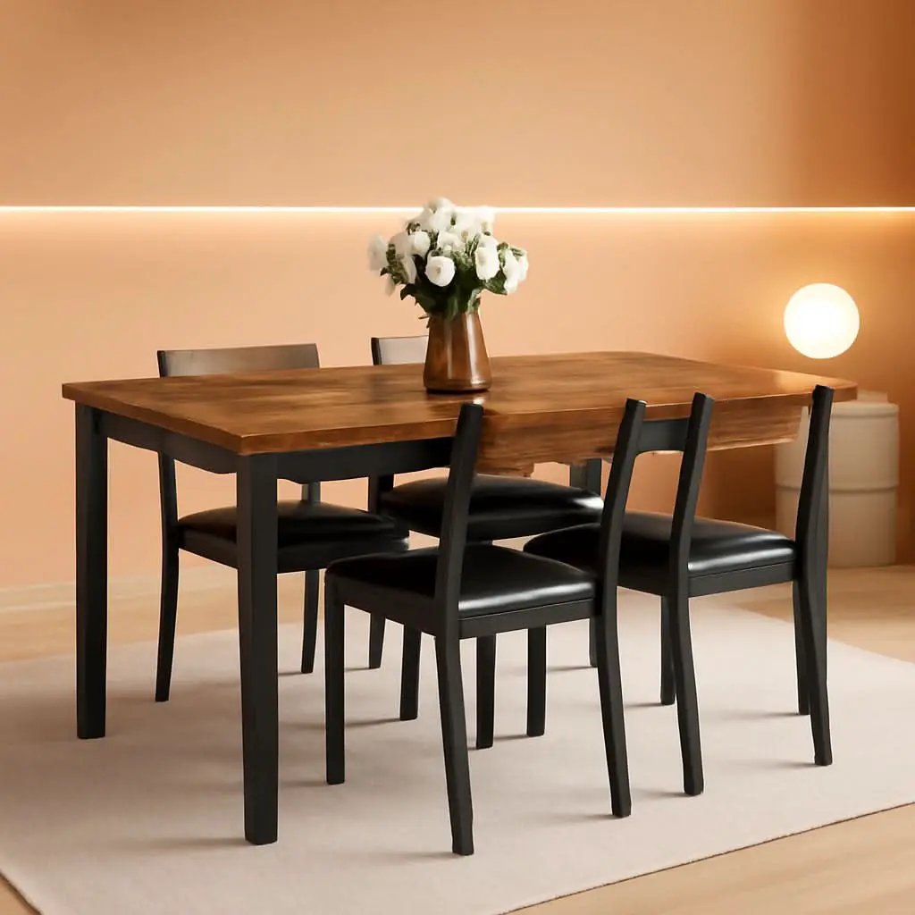 Sixty Three Inch Extendable Dining Table Set Rustic Brown from PriceLows™