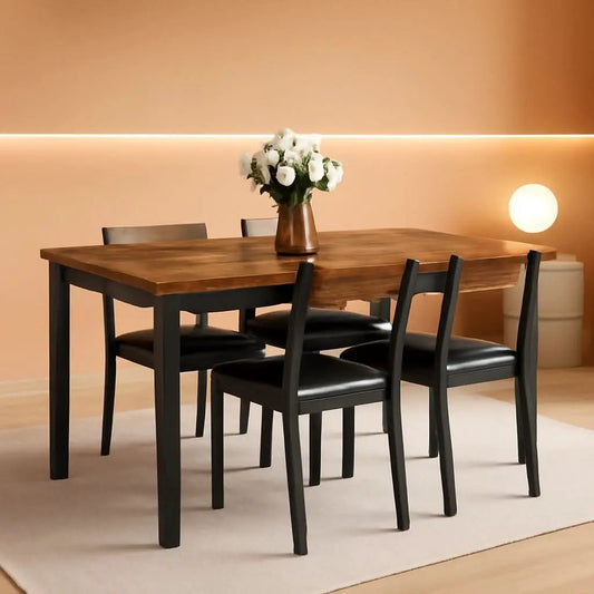 Sixty Three Inch Extendable Dining Table Set Rustic Brown from PriceLows™