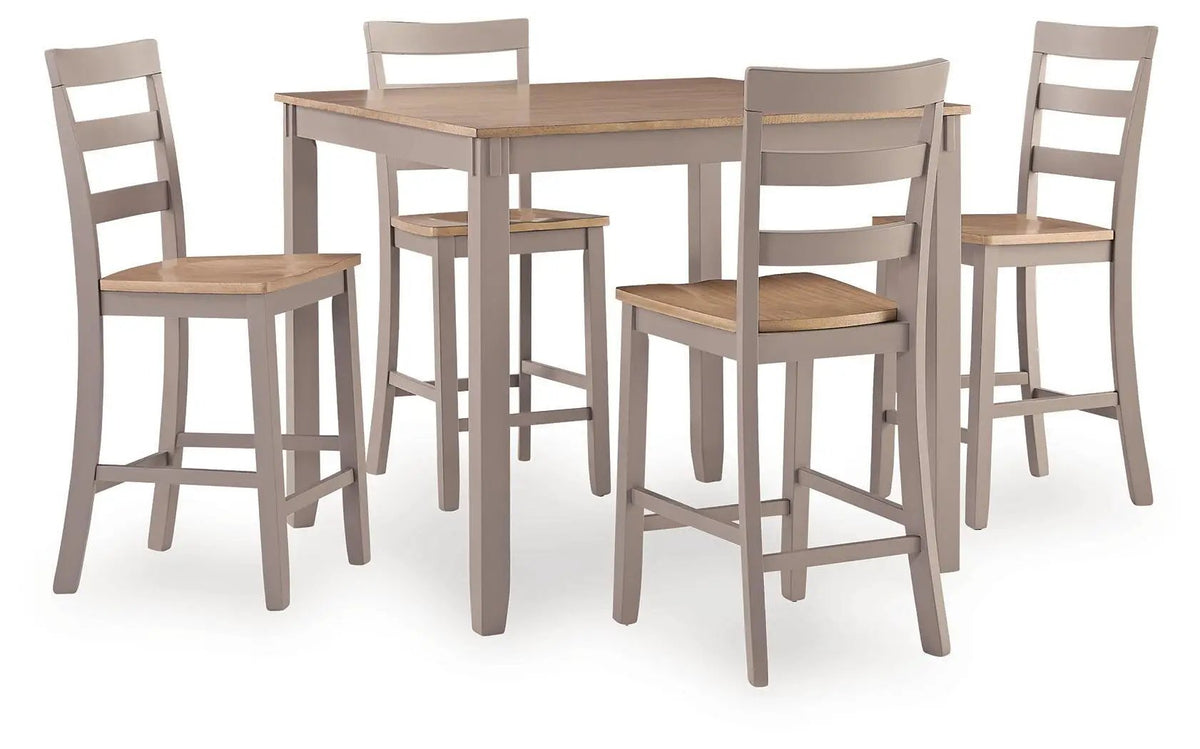 Counter Height Dining Table Set | 5 Piece | Natural And Gray Finish | Set Of 5