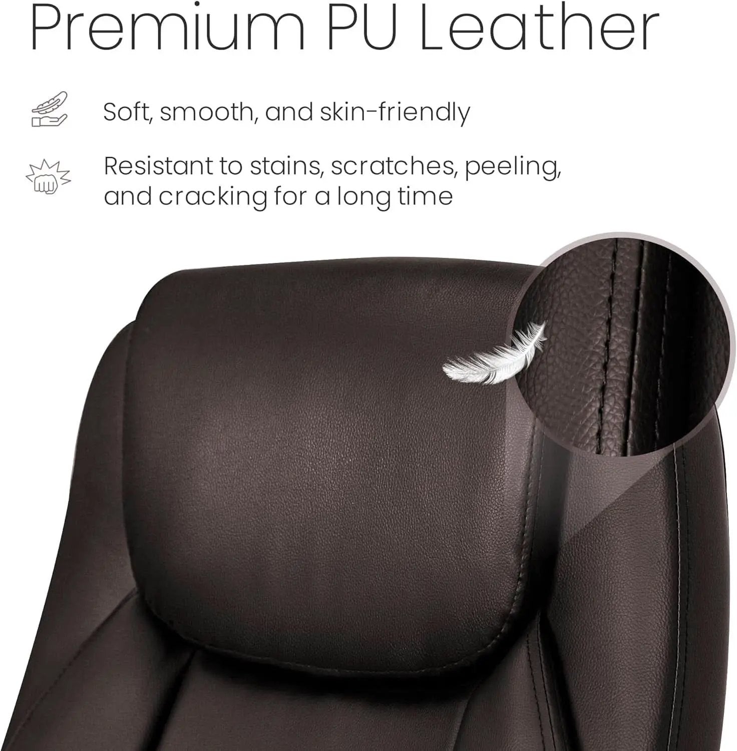 Brown PU Leather Office Chair With Adjustable Height from PriceLows™