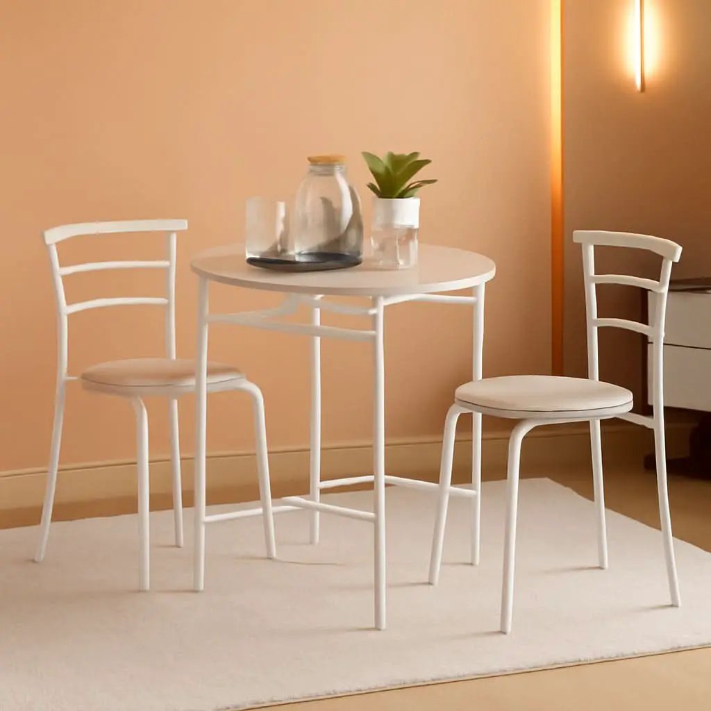 Small Minimalist Wooden Kitchen Table And Chair Set For Two from PriceLows™