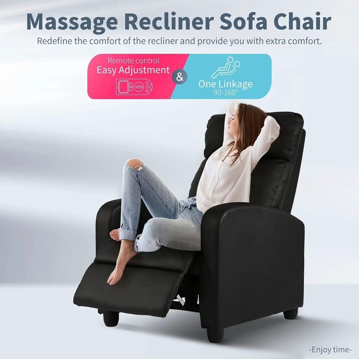 Black Wingback Recliner With Massage Therapy Living Room from PriceLows™