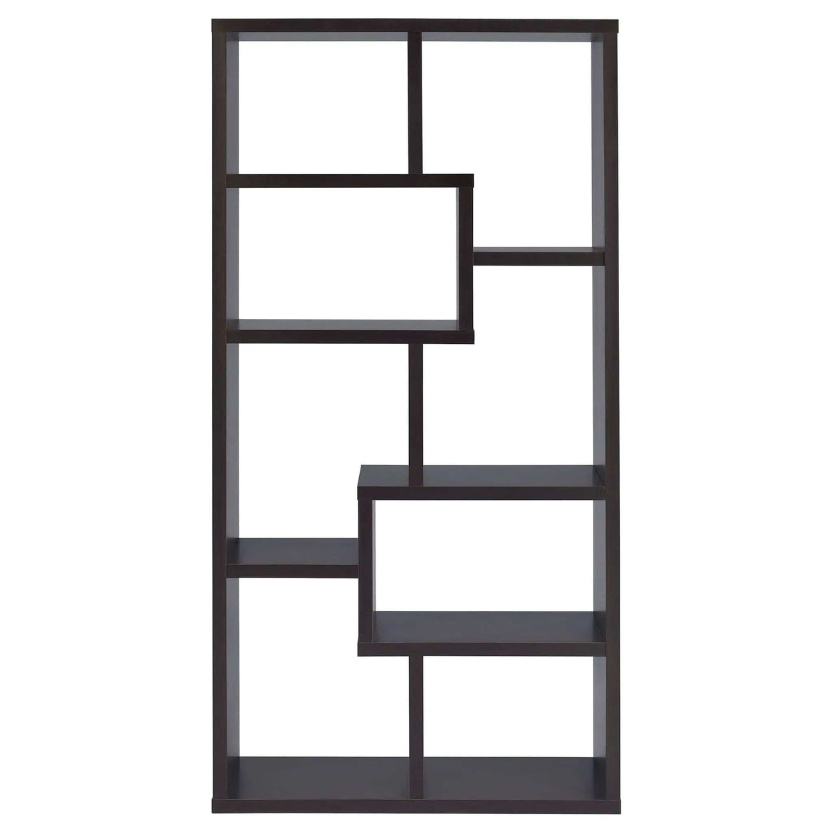 Theo 71-inch 6-shelf Bookshelf Standard Bookcase | 35 x 11.75 x 70.75 in | Engineered Wood & Veneer | Cappuccino