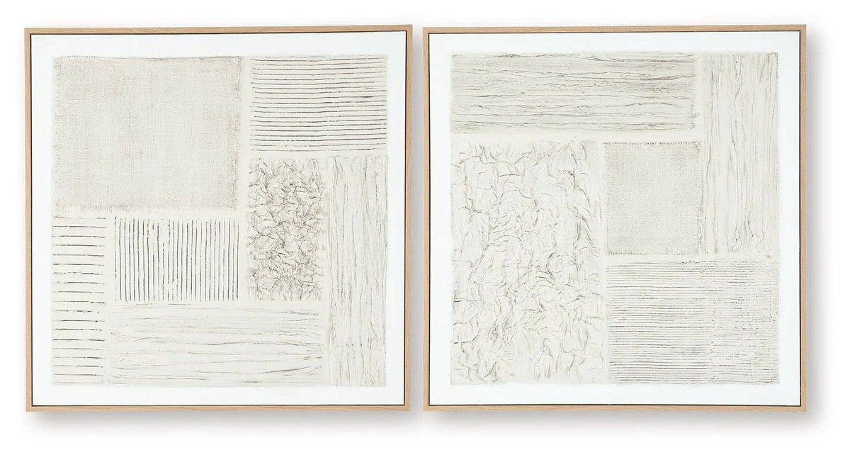 Andorfield Wall Art Set (Set of 2) | 40 x 1.63 x 40 in | Fabric | Beige / Black / White