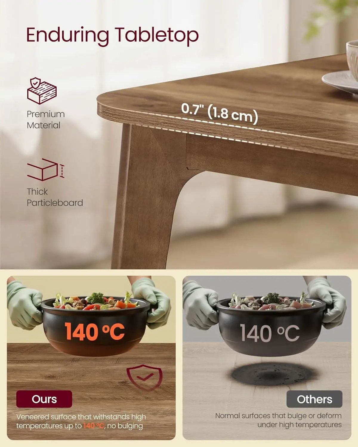 Extendable Dining Table Honey Brown 55.1 To 70.8 Inches from PriceLows™