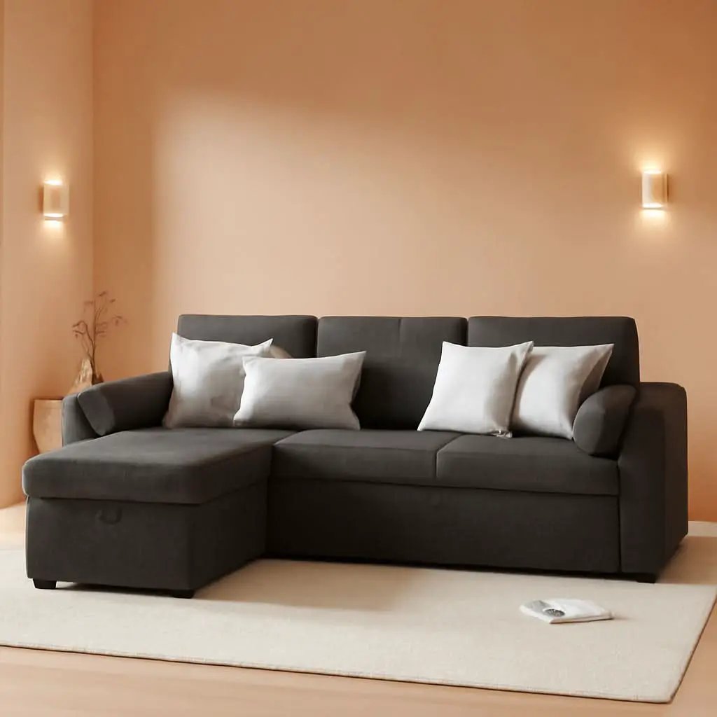 Gray Sectional Sleeper Sofa With Storage Chaise Bed from PriceLows™
