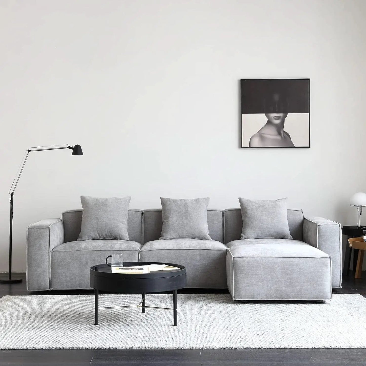 Grey Modular Sectional Sofa Set With Ottoman And Chaise from PriceLows™