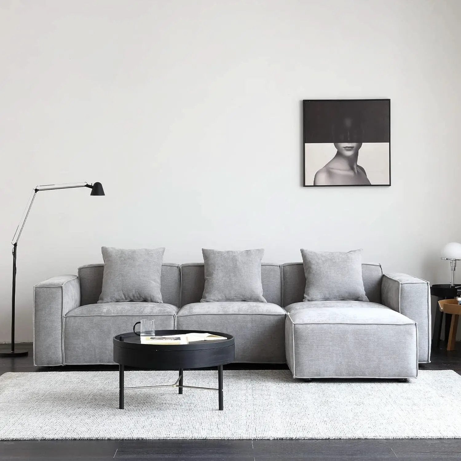 Grey Modular Sectional Sofa Set With Ottoman And Chaise from PriceLows™