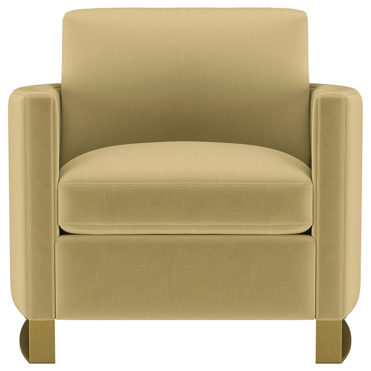 Corliss Upholstered Curved Track Arm Chair Camel | 38.5 x 36.5 x 36 in | Velvet & Stainless Steel | Living Room