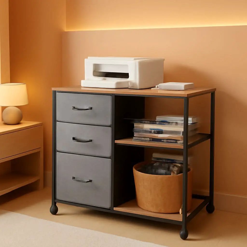 3 Drawer Mobile File Cabinet Rolling Printer Stand With Open Storage Shelf Rustic Brown Fits A4 Or Letter Size from PriceLows™