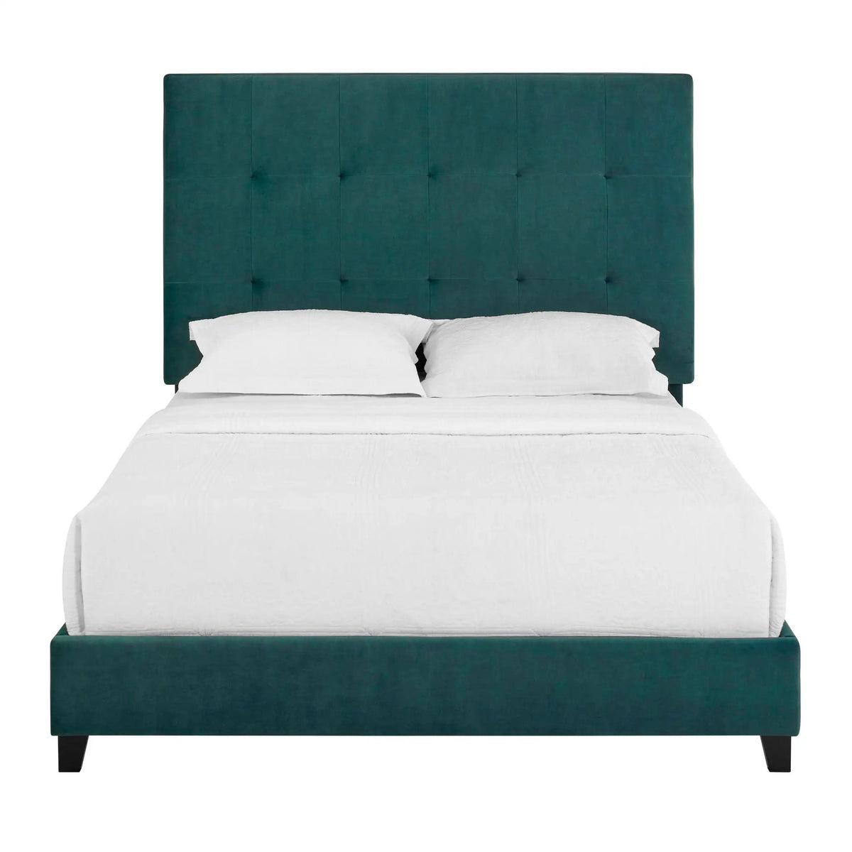 Tufted Upholstered Headboard Platform Bed | Laminated Veneer Lumber | CertiPUR-US Foam | 60 Inch Height