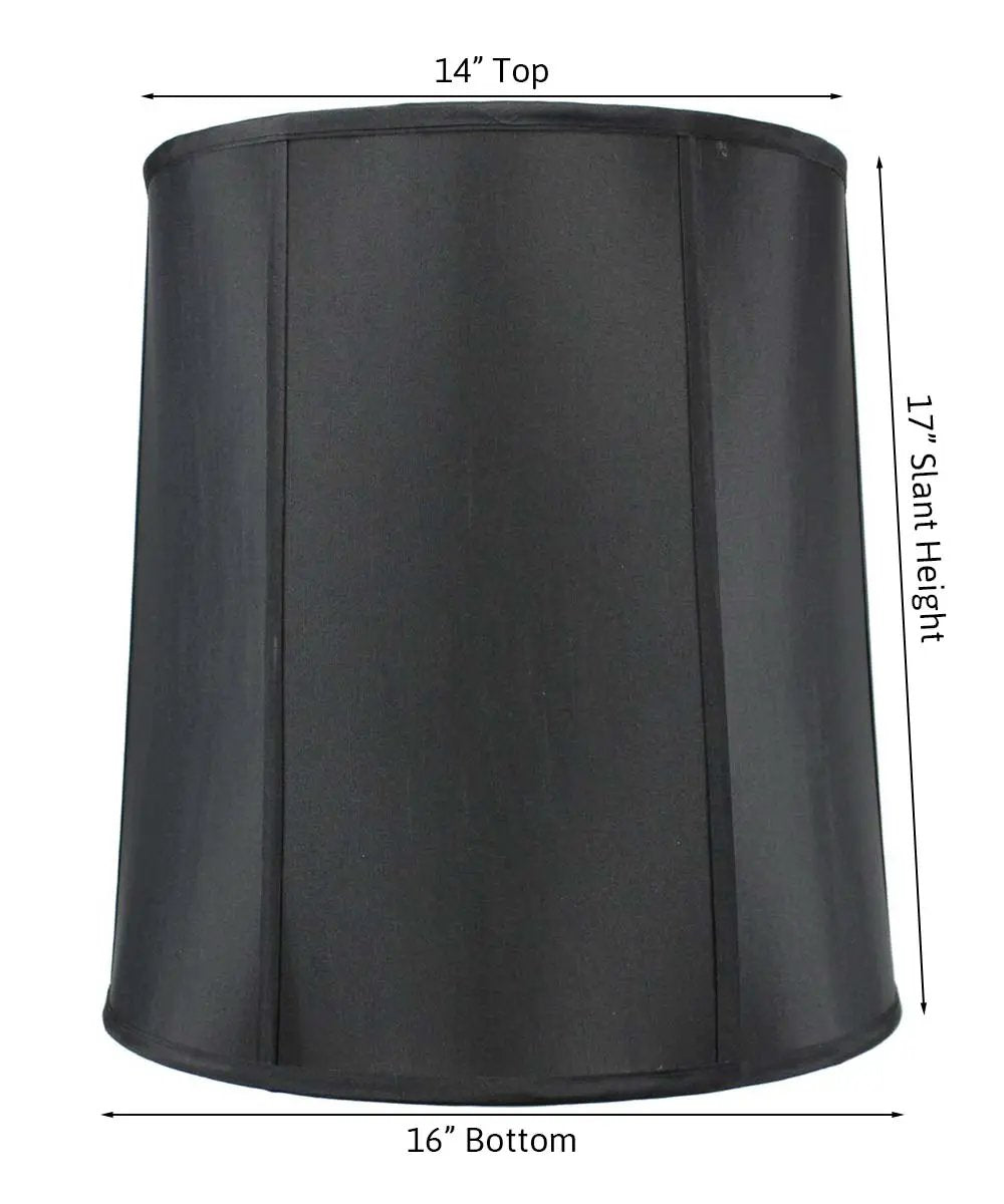 Drum Lamp Shade | 14X16X17 Inches | Black Shantung | Tall Table Lamp