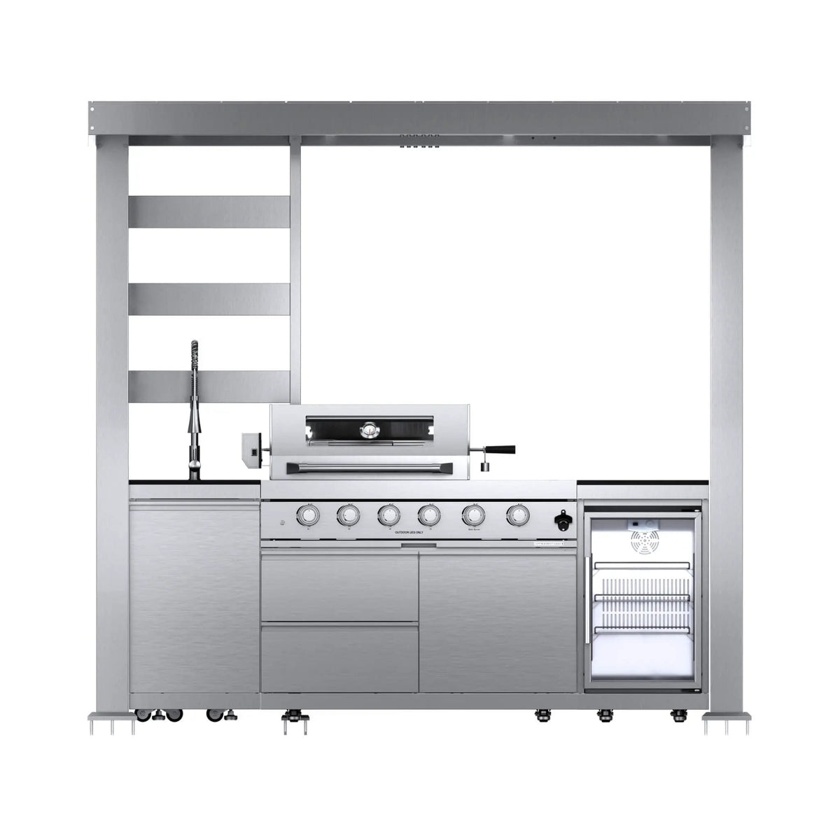 Amalfi 97 Inch 4 Burner 72K BTU LP Outdoor Kitchen Grill Island With Wine Cooler | 97 Inch | 4-Burner | Outdoor Kitchen Island