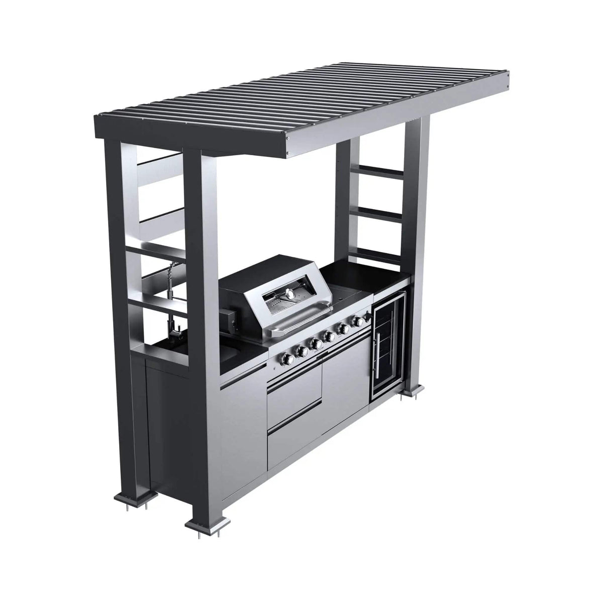 Amalfi 97 Inch 4 Burner 72K BTU LP Outdoor Kitchen Grill Island With Wine Cooler | 97 Inch | 4-Burner | Outdoor Kitchen Island