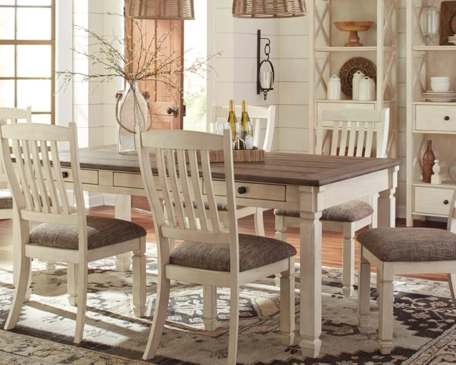 Bolanburg Farmhouse Dining Table Drawers Whitewash Seats 6 from PriceLows™
