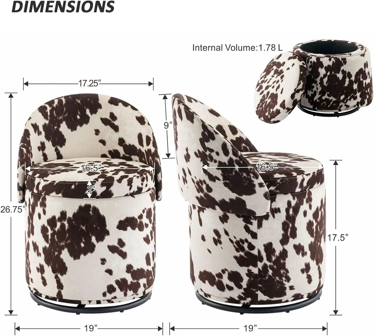 Rotating Brown Storage Ottoman With Hidden Compartment from PriceLows™