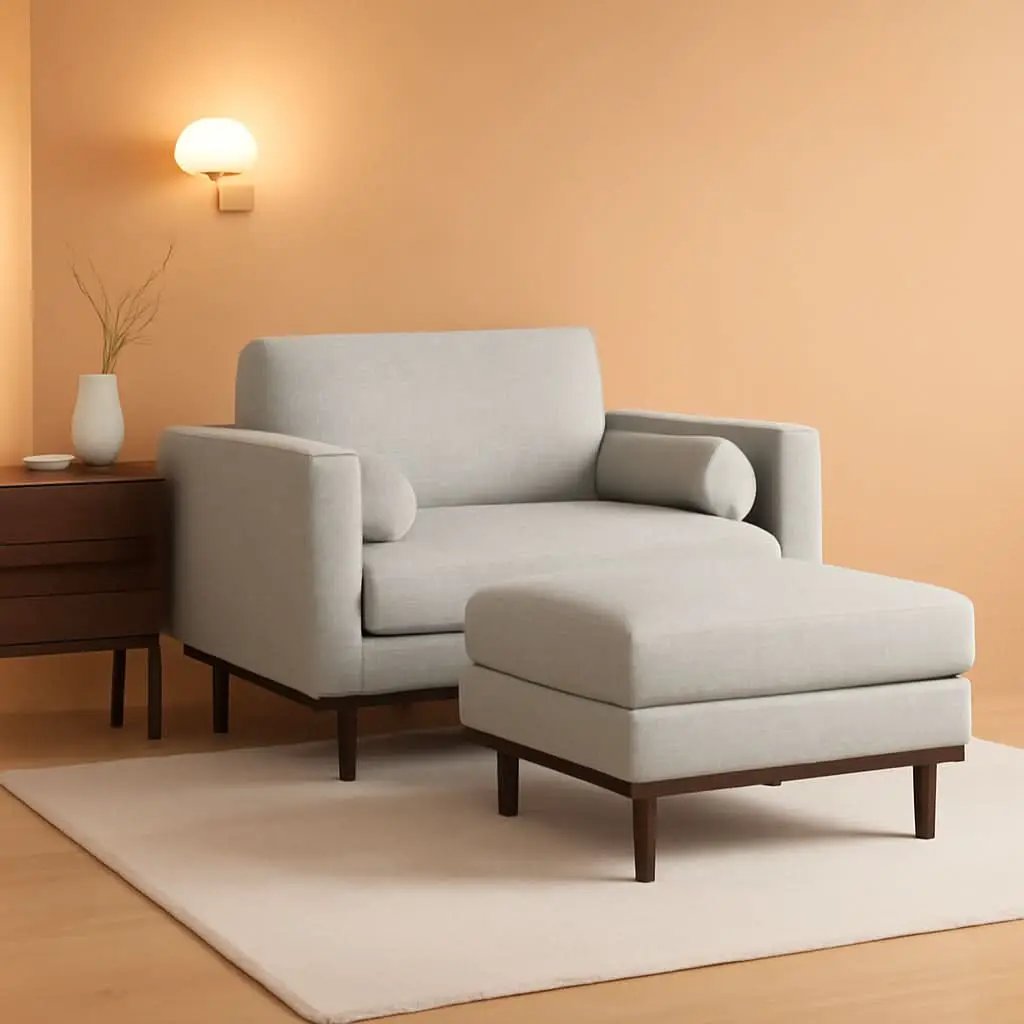 Morrison 72 Inch Mid Century Modern Sofa Set Mist Grey from PriceLows™