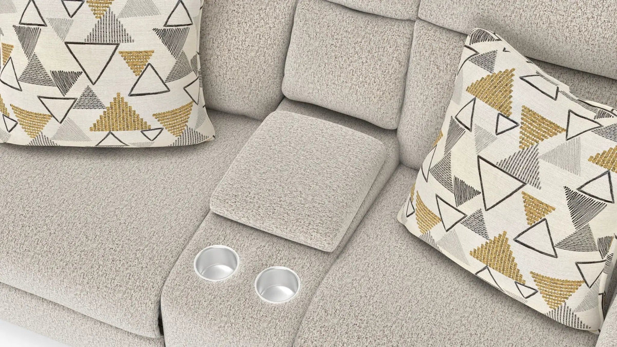 Micah Power Headrest Power Deep Seat Reclining Console Loveseat | 86 x 45 x 44 in | Living Room Furniture | Oatmeal