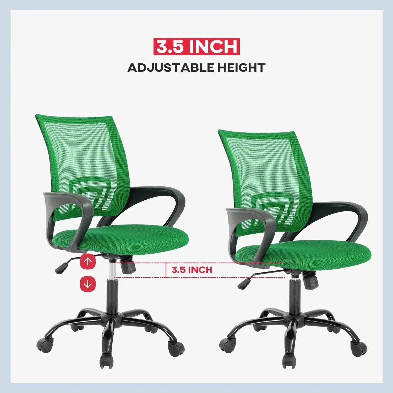 Green Ergonomic Mesh Office Chair With Lumbar Support from PriceLows™
