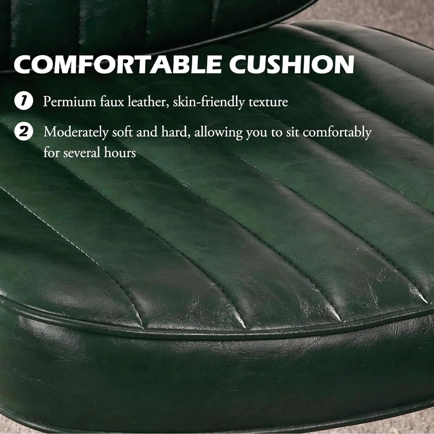 Green Leather Mid Century Office Chair With Wheels And Arms from PriceLows™
